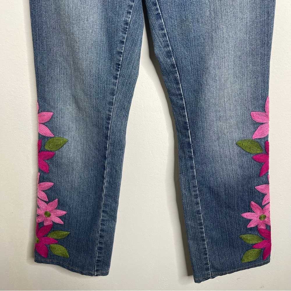 Vintage Lilly Pulitzer Y2K Funky Floral Embroidered Straight Jeans Size 6 - Picture 4 of 16